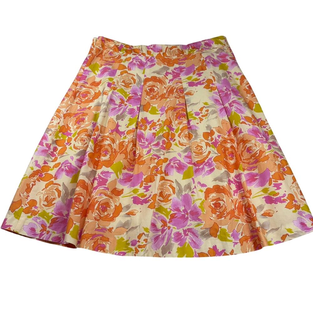 Garnet Hill Floral A-Line Pleated Skirt Size 6 - Picture 2 of 5